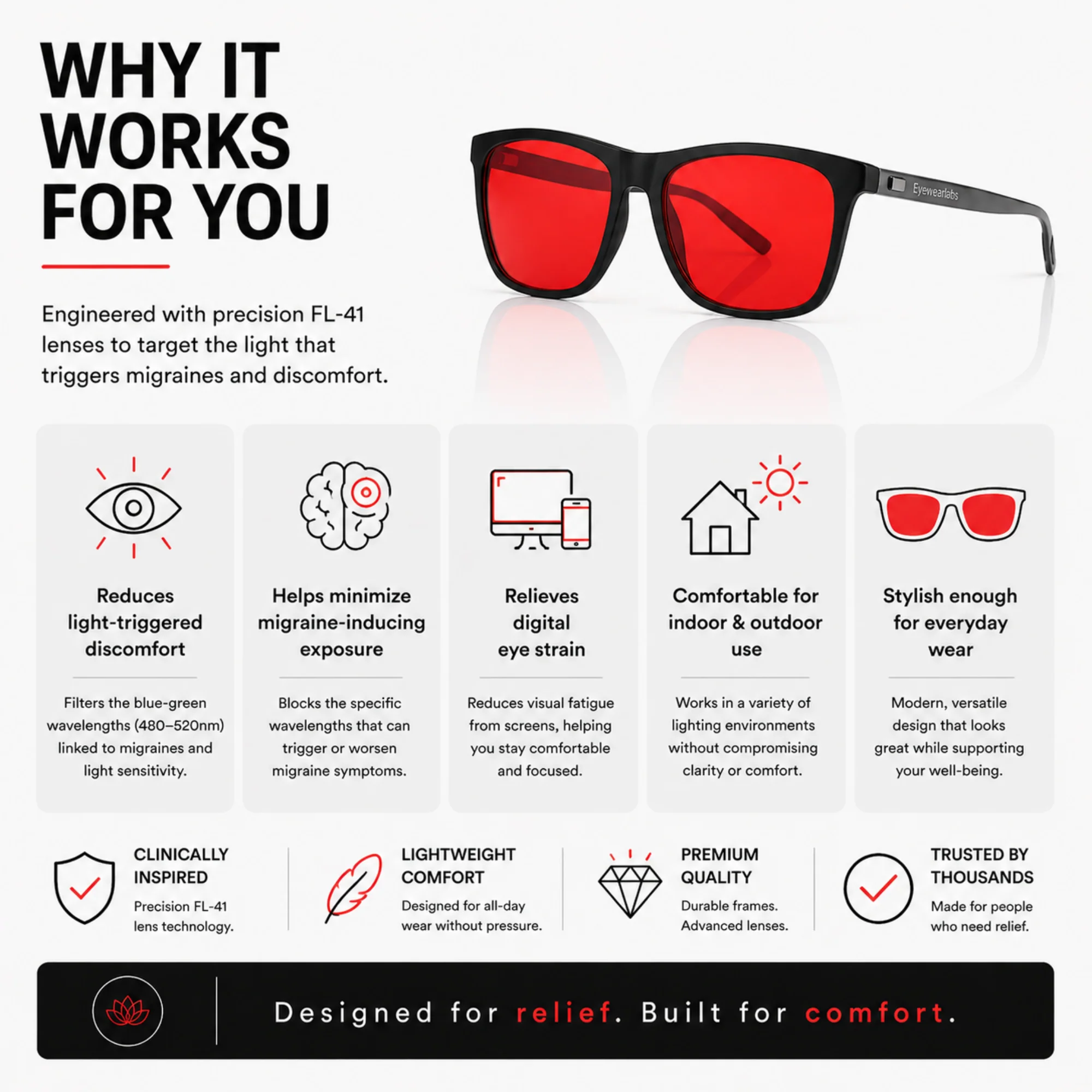 Barkley Black | FL-41 Migraine Relief Glasses - Image 7